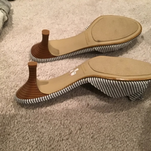 Rampage black and white stripe cloth bow slides new - Picture 2 of 2